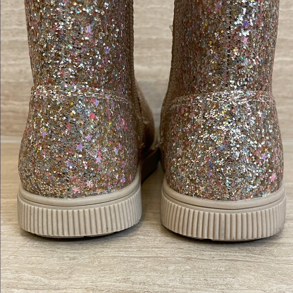 CAT & JACK NWOT Girls Size 3 Gold Glittery Multicolor Comfy Boots - Picture 7 of 10